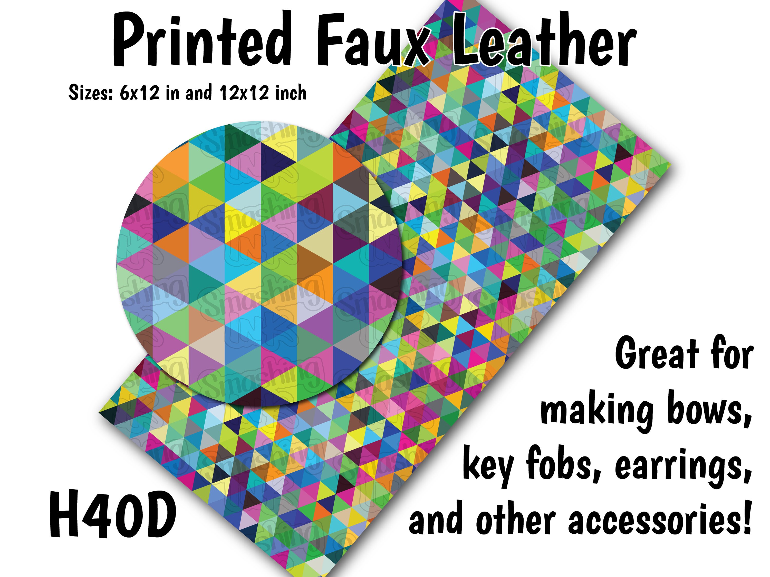Geometric Triangles Faux Leather Sheet/printed Faux Leather