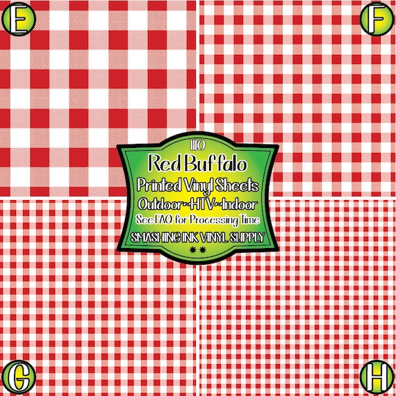 Red Gingham Fabric Adhesive Vinyl | Heat Transfer | Faux Leather | Laser Safe Materials