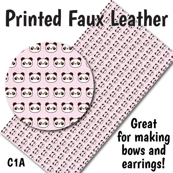 Pandas Faux Leather Sheet/printed Faux Leather for Earrings/leather Fabric  for Bows/leatherette Sheets/synthetic Leather 