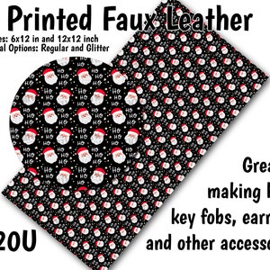 Christmas Characters Faux Leather Sheet/Printed Faux Leather for Earrings/Leather Fabric for Bows/Leatherette Sheets/Synthetic Leather
