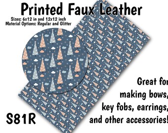 Winter Wonderland Faux Leather Sheet/Printed Faux Leather for Earrings/Leather Fabric for Bows/Leatherette Sheets/Synthetic Leather