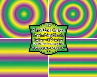 Mardi Gras Ombre Adhesive Vinyl | Heat Transfer | Faux Leather | Laser Safe Materials