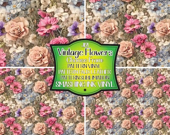 Vintage Flowers/Adhesive Vinyl | Heat Transfer | Faux Leather | Laser Safe Materials
