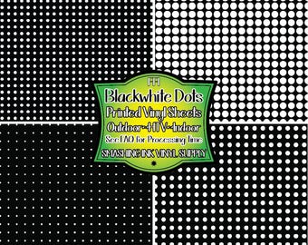Black White Dotted Adhesive Vinyl | Heat Transfer | Faux Leather | Laser Safe Materials
