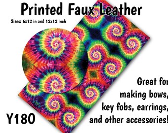 Rainbow Tie Dye Faux Leather Sheet/Printed Faux Leather for Earrings/Leather Fabric for Bows/Leatherette Sheets/Synthetic Leather