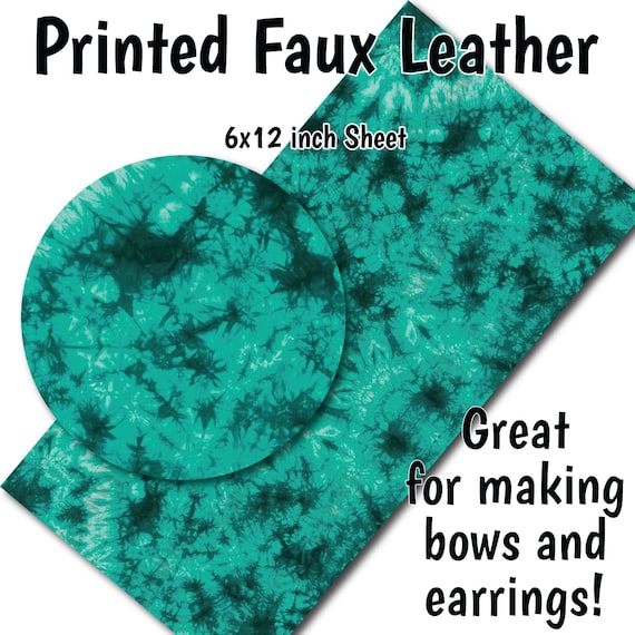 Teal Tie Dye Faux Leather Sheet/Printed Faux Leather for Earrings/Leather Fabric for Bows/Leatherette Sheets/Synthetic Leather