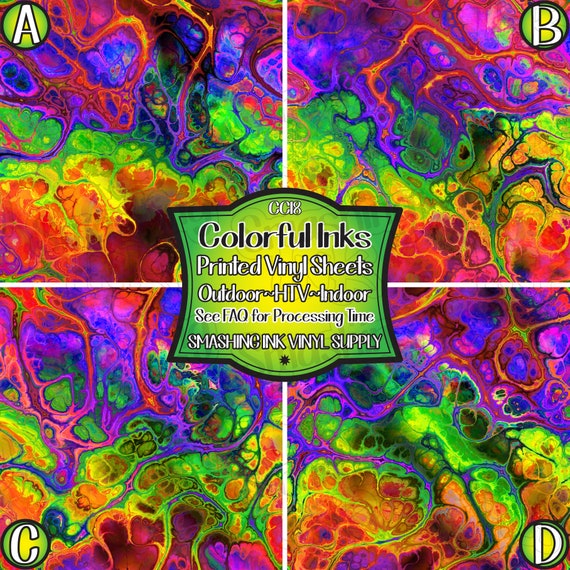 Colorful Ink Pattern Adhesive Vinyl | Heat Transfer | Faux Leather | Laser Safe Materials