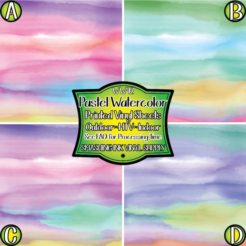 Pastel Watercolor Vinyl/Printed Heat Transfer Vinyl/Patterned Etsy