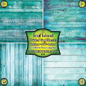 Teal Wood Vinyl/Printed Heat Transfer Vinyl/Patterned Vinyl/Printed 651 Vinyl/Printed 631 Vinyl/Printed Outdoor Vinyl/Printed HTV