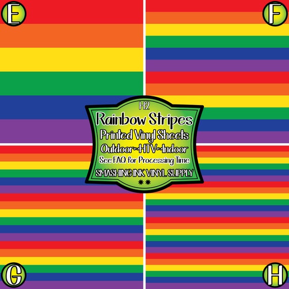 Rainbow Stripe Heat Transfer Vinyl, Pattern HTV, Rainbow Patterned