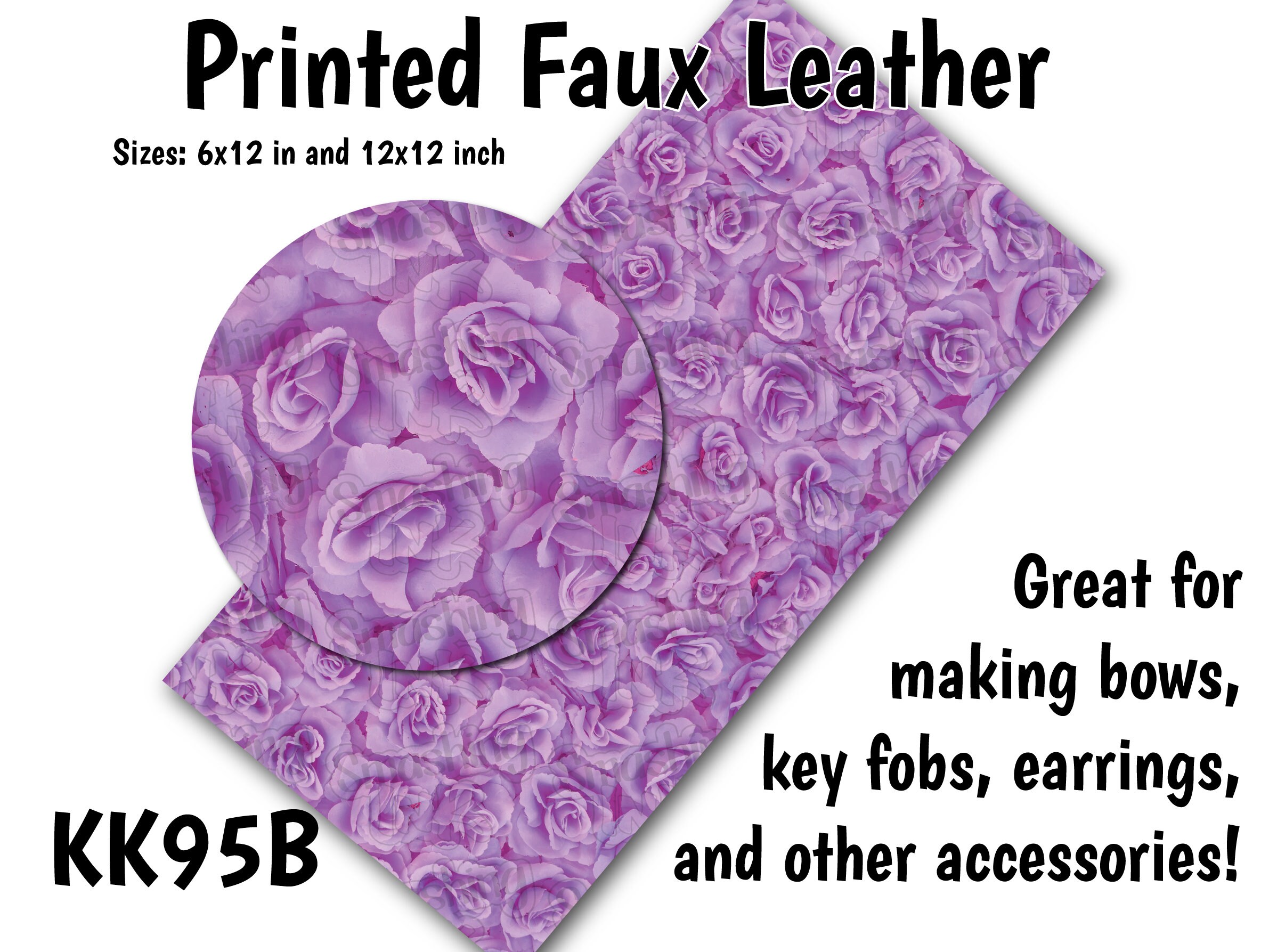 Fabric Sheets  Synthetic Leather - Flowers Printed Synthetic Faux