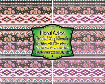 Floral Aztec Adhesive Vinyl | Heat Transfer | Faux Leather | Laser Safe Materials