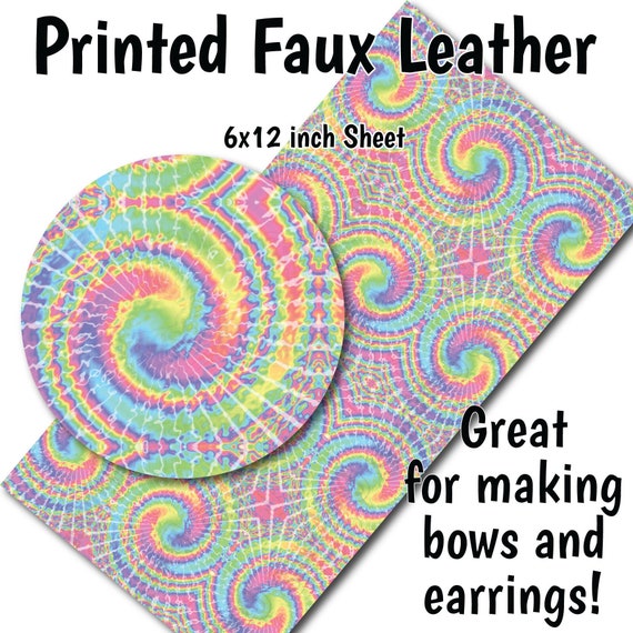 Rainbow Tie Dye Faux Leather Sheet/Printed Faux Leather for Earrings/Leather Fabric for Bows/Leatherette Sheets/Synthetic Leather