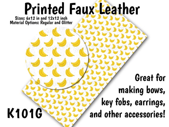 Banana Pattern Faux Leather Sheet/Printed Faux Leather for Earrings/Leather Fabric for Bows/Leatherette Sheets/Synthetic Leather