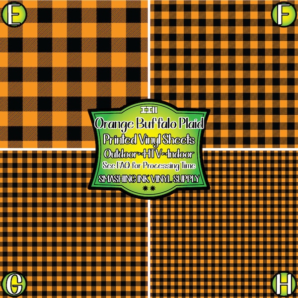 Light Orange Buffalo Plaid Vinyl/Printed Heat Transfer Vinyl/Patterned Vinyl/Printed 651 Vinyl/Print Vinyl/Printed Outdoor Vinyl/Printed HTV