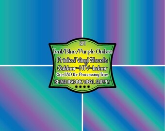 Teal Blue Purple OmbreAdhesive Vinyl | Heat Transfer | Faux Leather | Laser Safe Materials