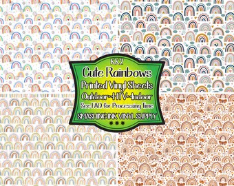 Cute Rainbows Adhesive Vinyl | Heat Transfer | Faux Leather | Laser Safe Materials