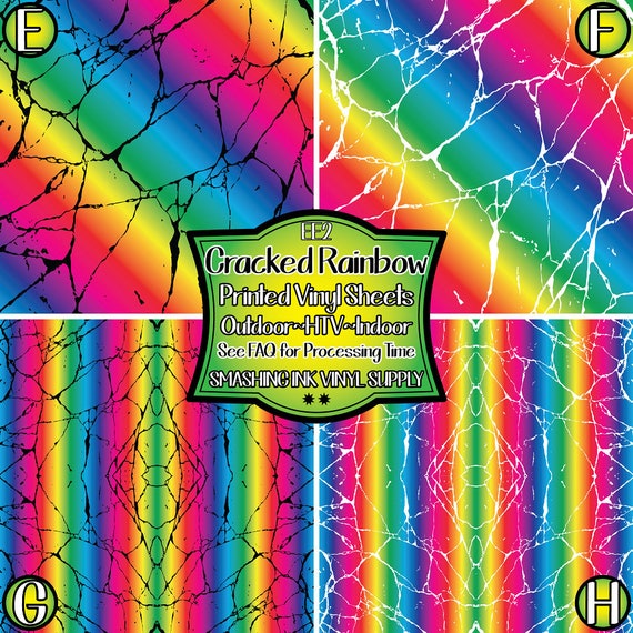 Cracked Rainbow Vinyl/printed Heat Transfer Vinyl/patterned Vinyl