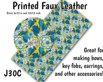 Floral Pattern Faux Leather Sheet/Printed Faux Leather for Earrings/Leather Fabric for Bows/Leatherette Sheets/Synthetic Leather