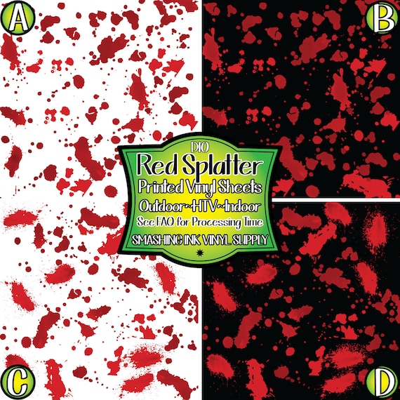 Red Ink Splatter Adhesive Vinyl | Heat Transfer | Faux Leather | Laser Safe Materials