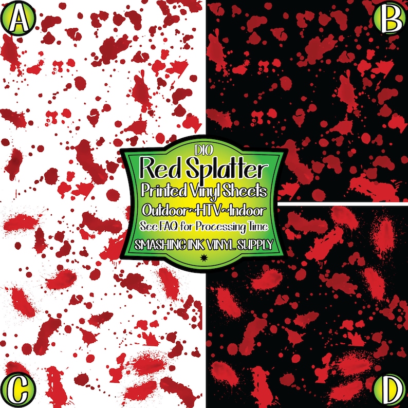 Red Ink Splatter Vinyl/printed Heat Transfer Vinyl/patterned Etsy