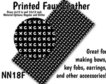 XO'S Faux Leather Sheet/Printed Faux Leather for Earrings/Leather Fabric for Bows/Leatherette Sheets/Synthetic Leather
