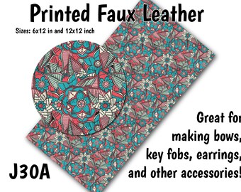 Floral Pattern Faux Leather Sheet/Printed Faux Leather for Earrings/Leather Fabric for Bows/Leatherette Sheets/Synthetic Leather