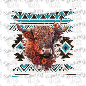 Western Highland Cow 3 Apparel Transfer - Available in Heat Transfer, DTF (Direct to Film), or Sublimation, Iron On Shirt Transfer