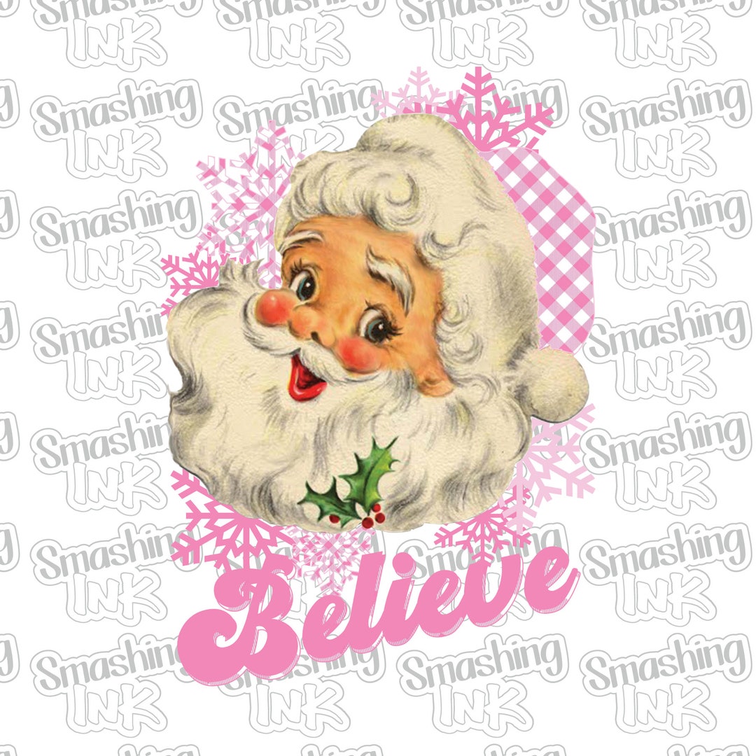 Santa Appearal Pink Vintage Santa ~ Apparel Transfer | DTF | Iron on | Sublimation ...