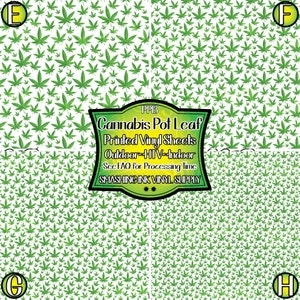 Cannabis Pot Leaf Adhesive Vinyl | Heat Transfer | Faux Leather | Laser Safe Materials