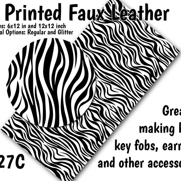 Zebra Prints Faux Leather Sheet/Printed Faux Leather for Earrings/Leather Fabric for Bows/Leatherette Sheets/Synthetic Leather