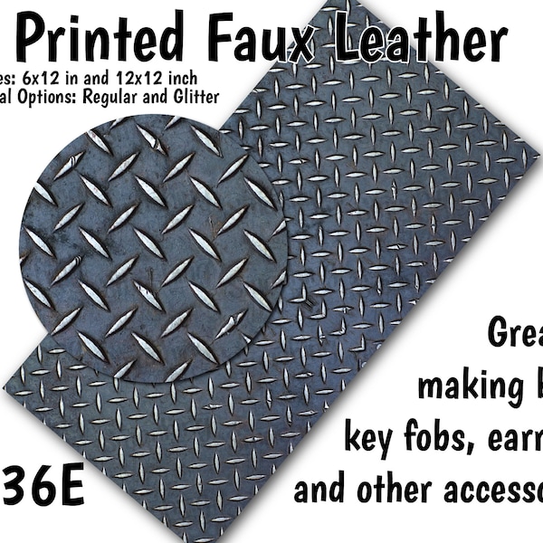 Rugged Diamond Faux Leather Sheet/Printed Faux Leather for Earrings/Leather Fabric for Bows/Leatherette Sheets/Synthetic Leather