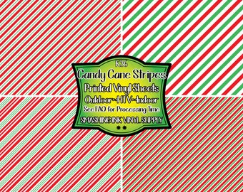 Candy Cane Stripes Adhesive Vinyl | Heat Transfer | Faux Leather | Laser Safe Materials