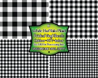 White Buffalo Plaid Adhesive Vinyl | Heat Transfer | Faux Leather | Laser Safe Materials