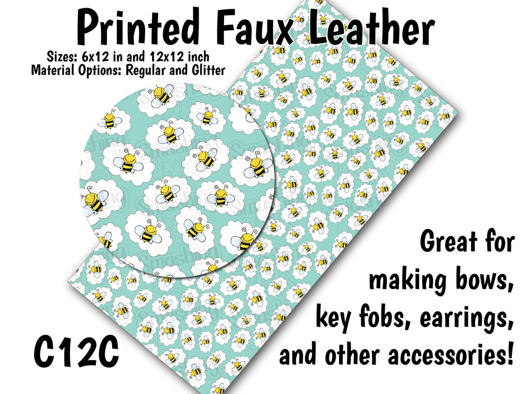 Bee Pattern Faux Leather Sheet/printed Faux Leather for Earrings ...