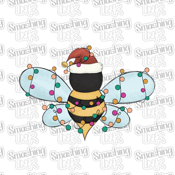 Christmas Bumble Bee Apparel Transfer - Available in Heat Transfer, DTF (Direct to Film), or Sublimation, Iron On Shirt Transfer