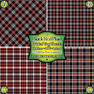 Black Red Plaid Vinyl/Printed Heat Transfer Vinyl/Patterned Vinyl/Printed 651 Vinyl/Printed 631 Vinyl/Printed Outdoor Vinyl/Printed HTV