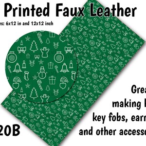 Christmas Icons Faux Leather Sheet/Printed Faux Leather for Earrings/Leather Fabric for Bows/Leatherette Sheets/Synthetic Leather