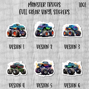 Monster Trucks Full Color Sticker/Printed Vinyl Sticker/Printed Vinyl Decal/Bulk Printed Decals/Bulk Vinyl Decals
