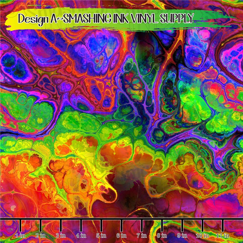 May include: Abstract colorful design with swirling patterns in shades of red, orange, yellow, green, blue, and purple. The design resembles liquid paint or ink.