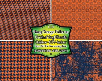 Navy Orange Pattern Vinyl/Printed Heat Transfer Vinyl/Patterned Vinyl/Printed 651 Vinyl/Printed 631 Vinyl/Printed Outdoor Vinyl/Printed HTV