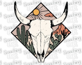 Western Cow Skull ~ Apparel Transfer | DTF | Iron On | Sublimation | HTV