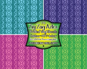 Aztec Zig Zag Adhesive Vinyl | Heat Transfer | Faux Leather | Laser Safe Materials