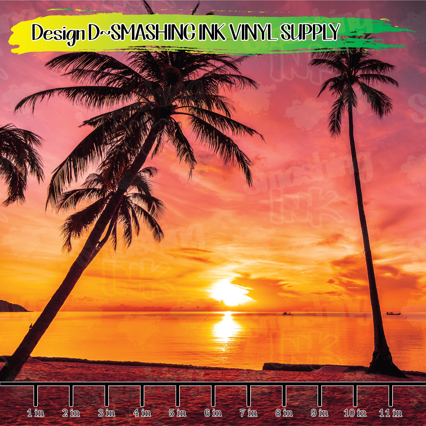 Custom Tropical Sunset Heat Transfer Vinyl Sheet (12x18)