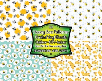 Honey Bee Pattern Adhesive Vinyl | Heat Transfer | Faux Leather | Laser Safe Materials