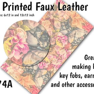 Flower Petals Faux Leather Sheet/Printed Faux Leather for Earrings/Leather Fabric for Bows/Leatherette Sheets/Synthetic Leather