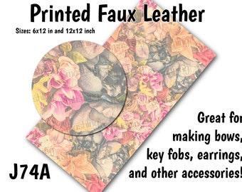 Flower Petals Faux Leather Sheet/Printed Faux Leather for Earrings/Leather Fabric for Bows/Leatherette Sheets/Synthetic Leather