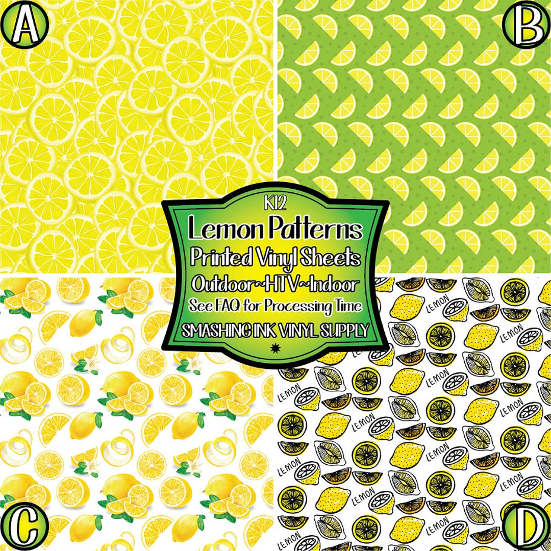 Vinyl L Patterns Lemon Patterns Vinyl/printed Heat Transfer Vinyl/patterned Vinyl ...