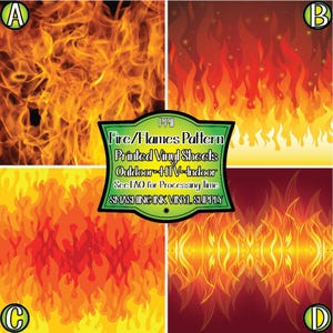 Flame Pattern Adhesive Vinyl | Heat Transfer | Faux Leather | Laser Safe Materials