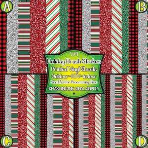 Holiday Christmas Brush Strokes Adhesive Vinyl | Heat Transfer | Faux Leather | Laser Safe Materials